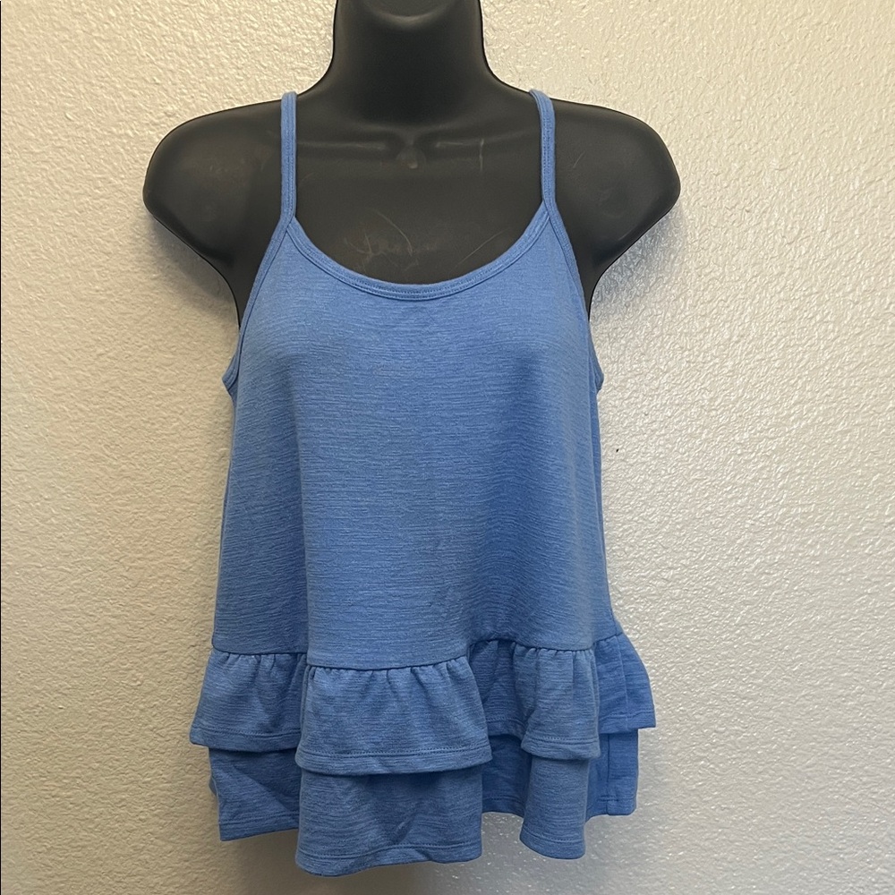 LOFT Blue Layered Ruffle Cami Tank
